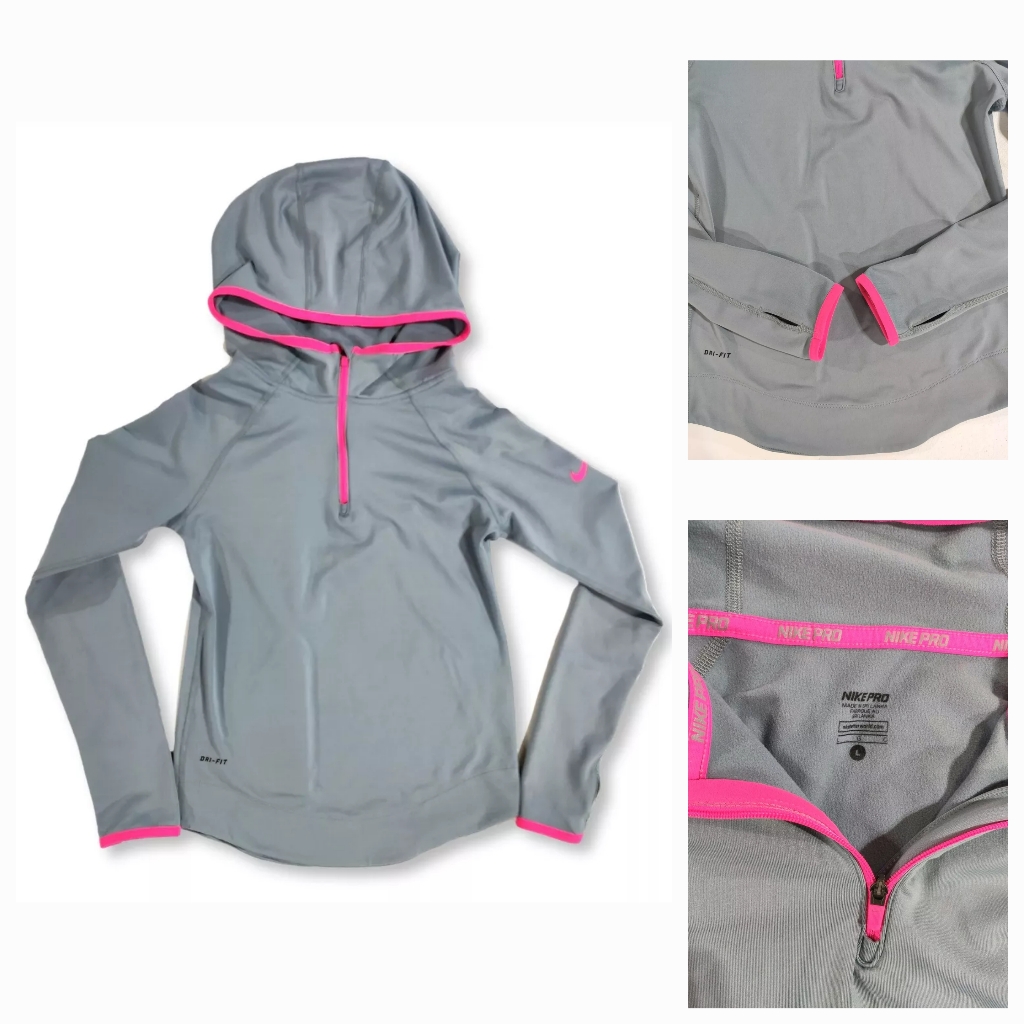 Nike Pro Hooded Activewear Quarter Zip Hoodie